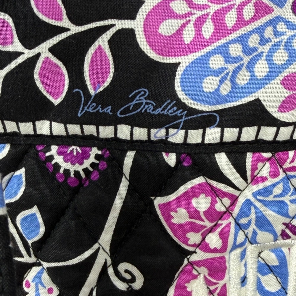 Vera Bradley Alpine Floral Quilted Tote Bag Monogram NPM Blue Purple Plaid - Picture 11 of 14